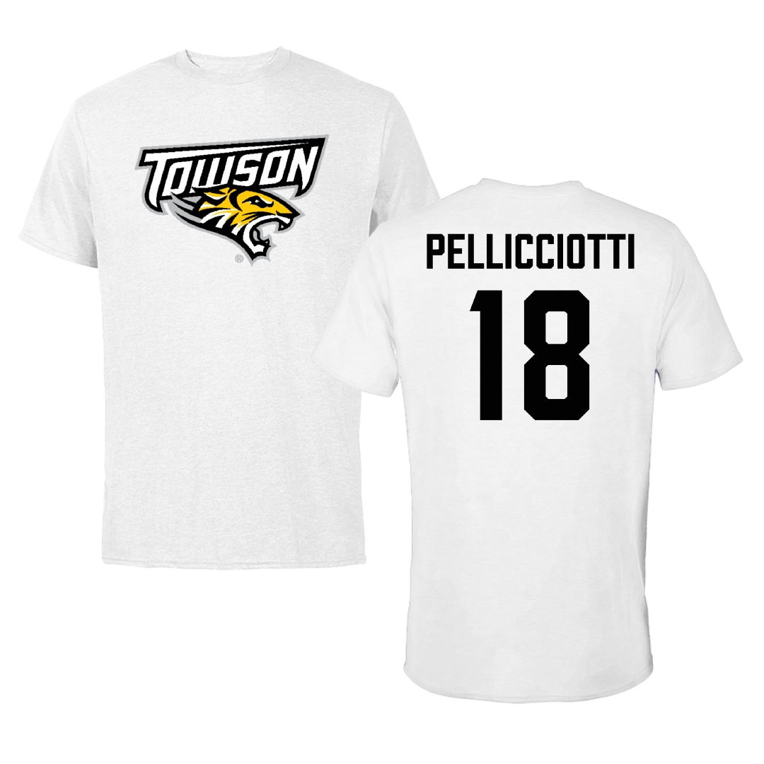 Towson University Football White Performance Tee - #18 Jack Pellicciotti