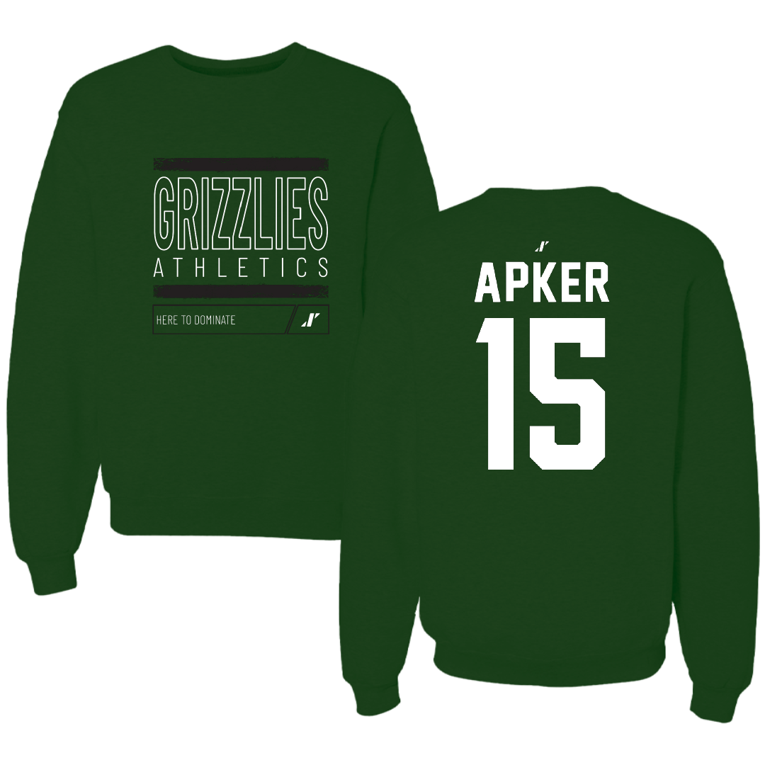 Adams State University Baseball Forest Green Dominate Crewneck - #15 Cory Apker