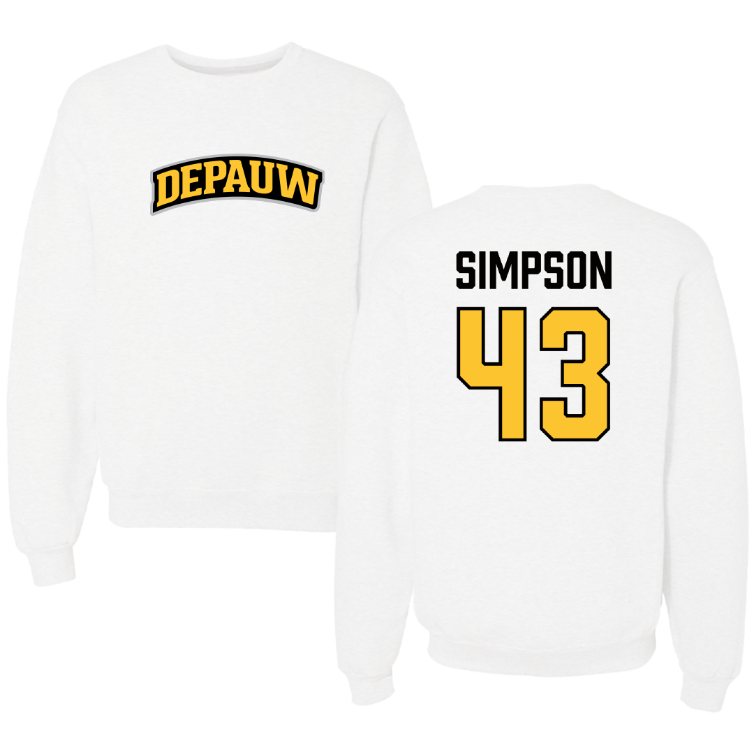 DePauw University Football White Crewneck - #43 Clark Simpson
