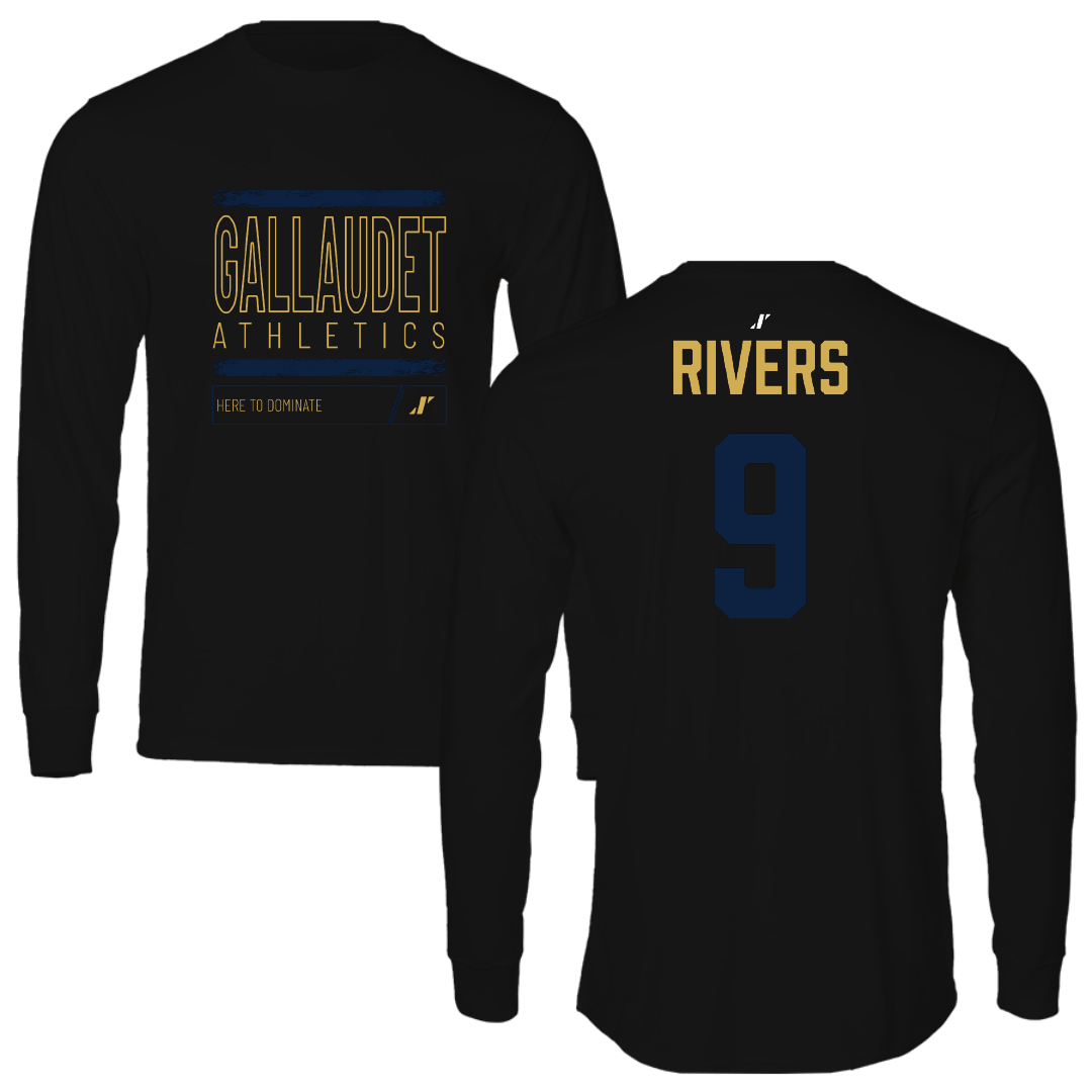 Gallaudet University Football Black Dominate Performance Long Sleeve - #9 Lawrence Rivers