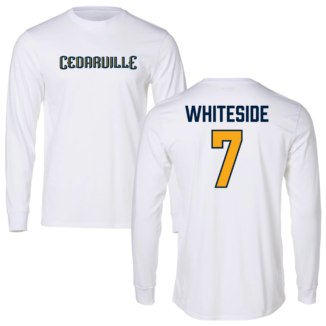 Cedarville University Basketball (M) White Performance Long Sleeve - #7 Jonathan Whiteside