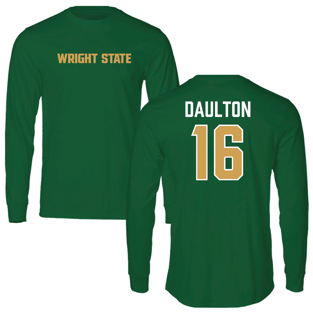 Wright State University Football Green Performance Long Sleeve - #16 DAYMION DAULTON