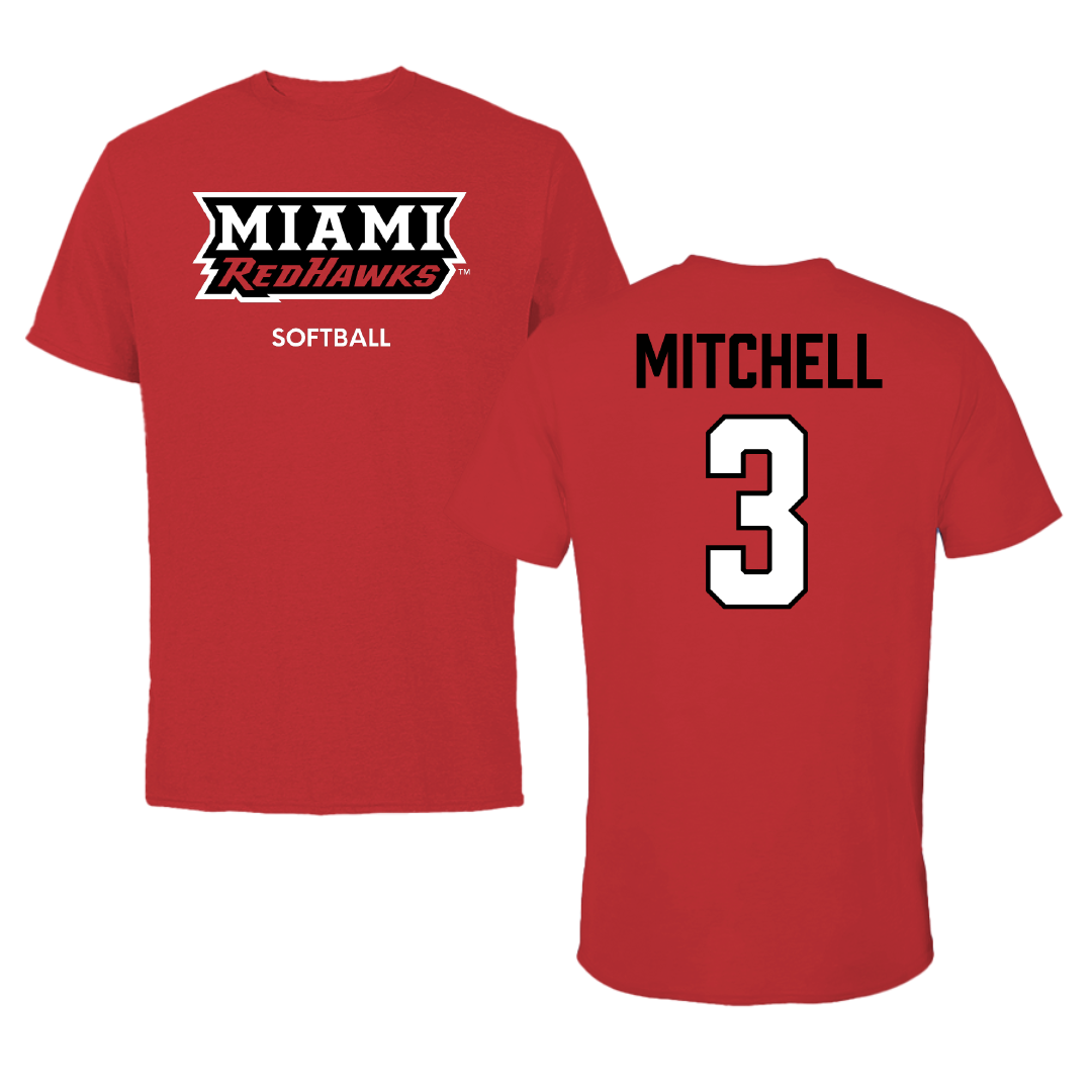 Miami University (Ohio) Softball Red Performance Tee - #3 Jeneva Mitchell