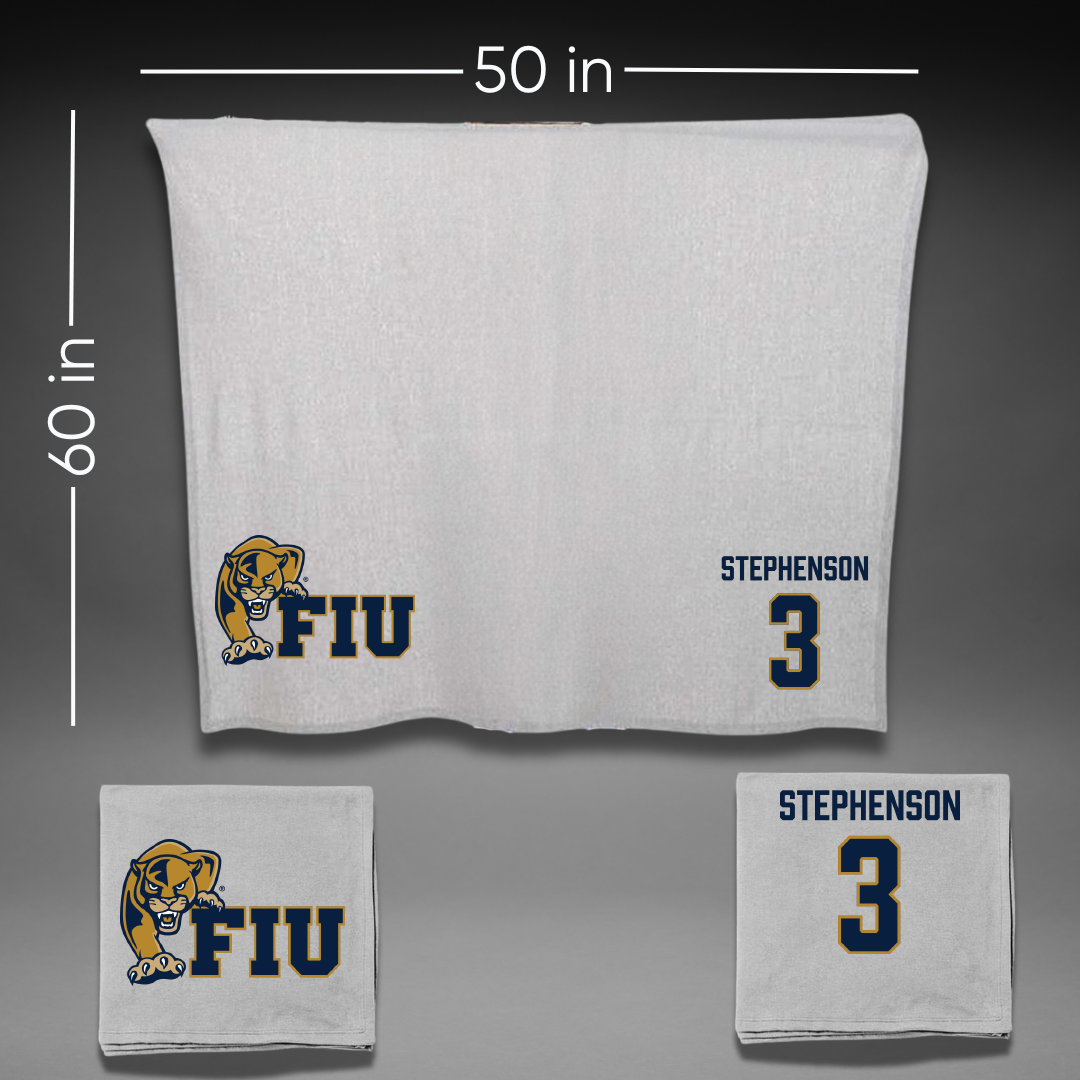 Florida International University Basketball Gray Blanket - #3 Corey Stephenson