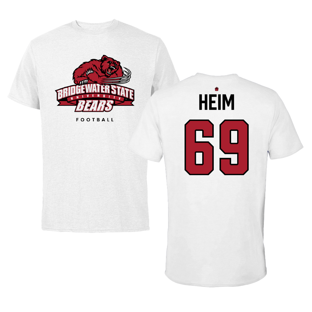 Bridgewater State University Football White Performance Tee - #69 Isaac Heim