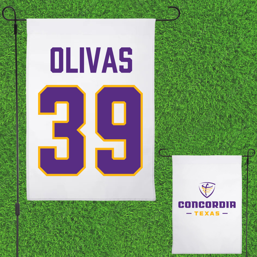 Concordia University (Texas) Baseball White Garden Flag - #39 Diego Olivas