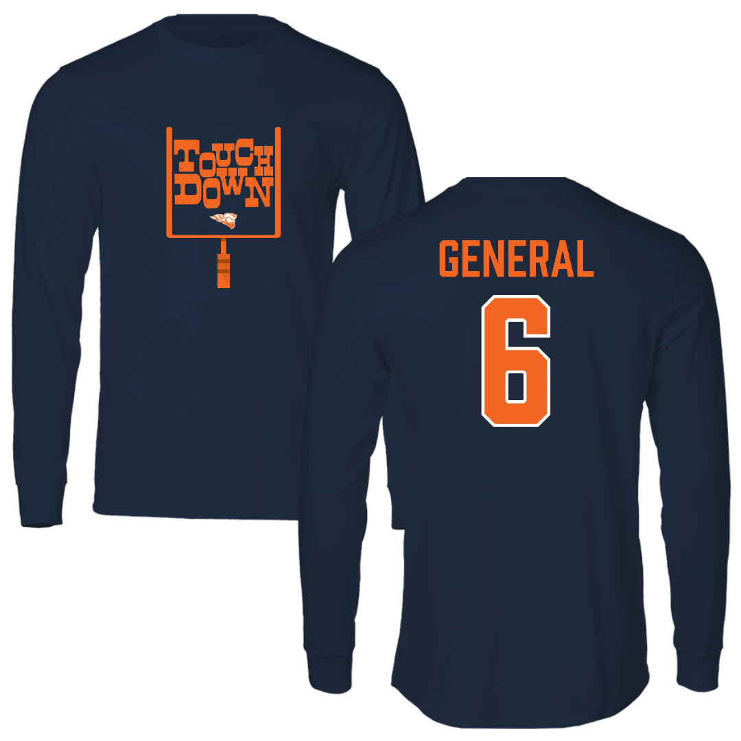 Carroll University Football Navy Touchdown Performance Long Sleeve - #6 Maximos General