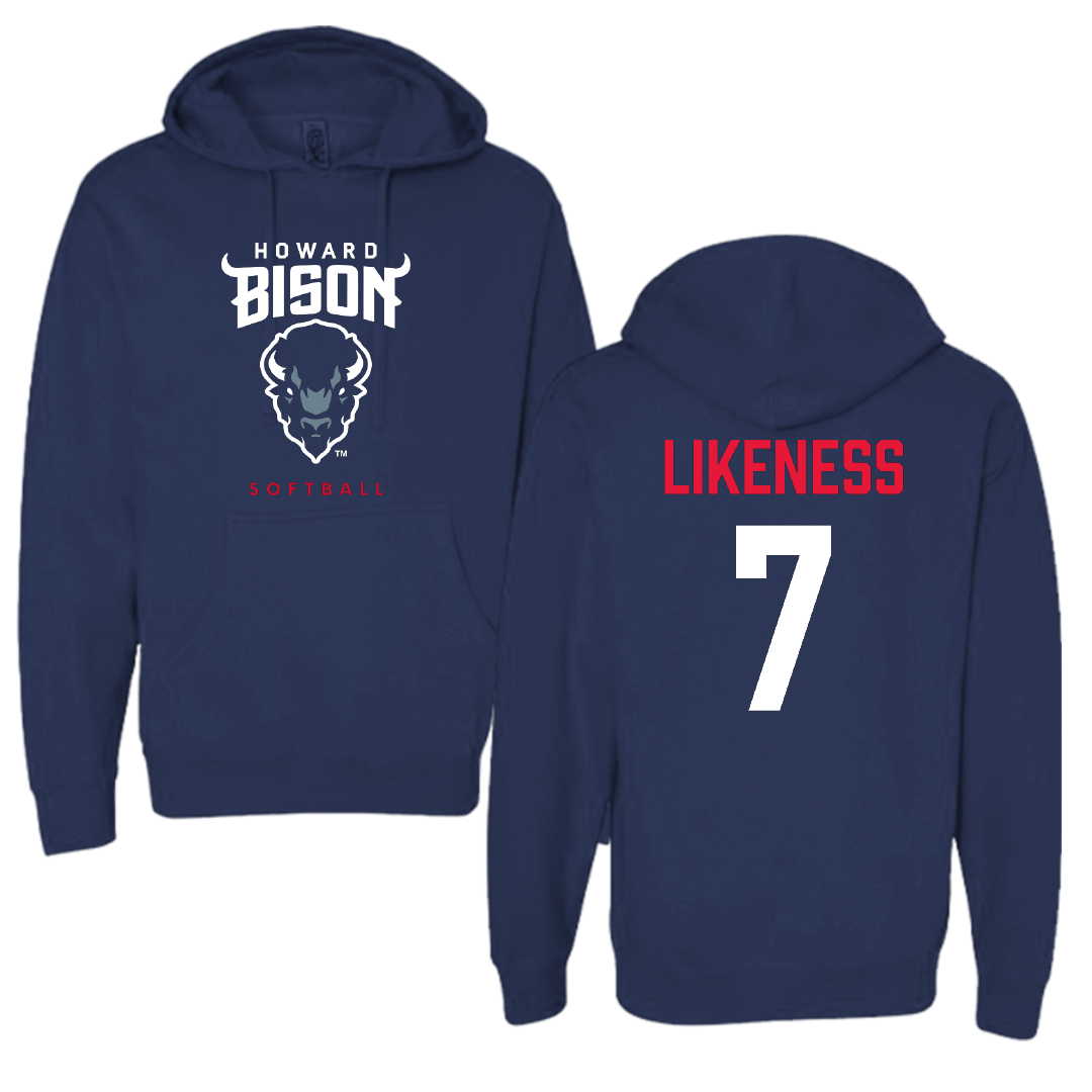 Howard University Softball Navy Hoodie - #7 Caydence Likeness