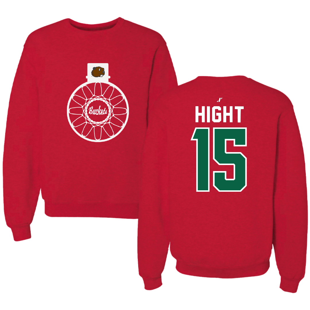 Minot State University Basketball Red Buckets Crewneck - #15 Taury Hight