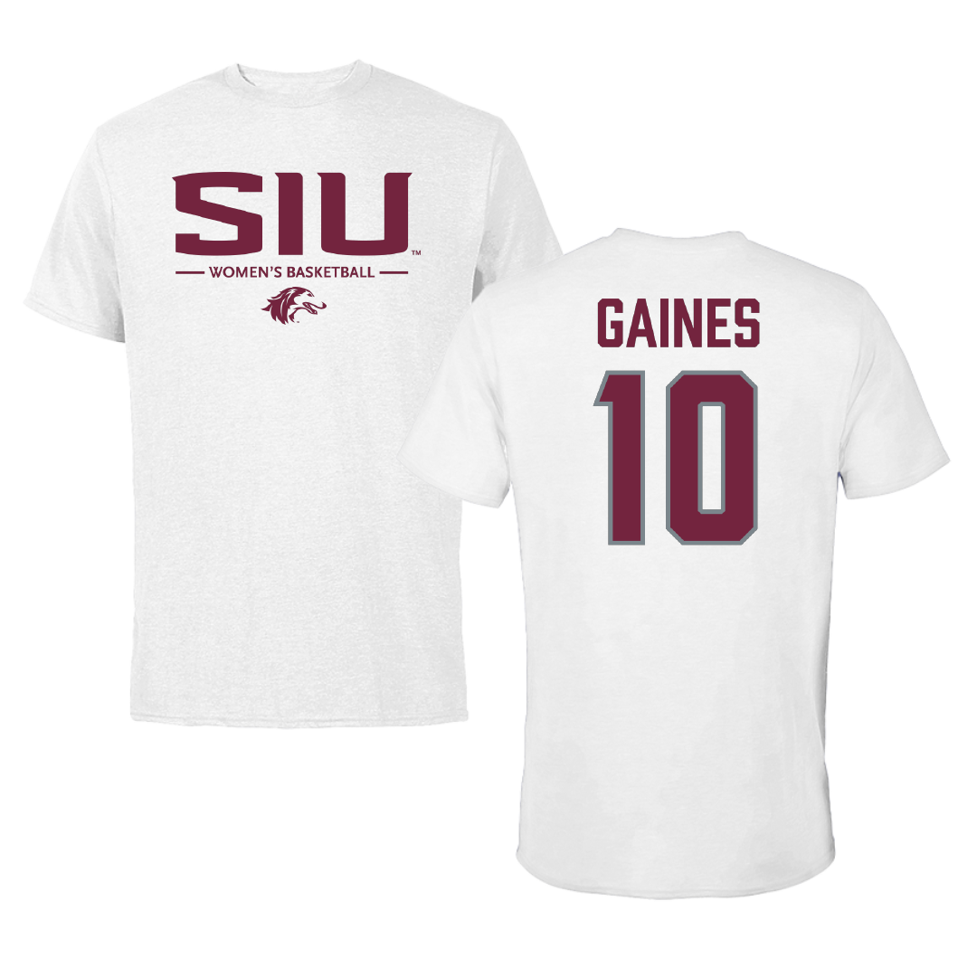 Southern Illinois University at Carbondale Basketball (W) White Tee - #10 Mia Gaines
