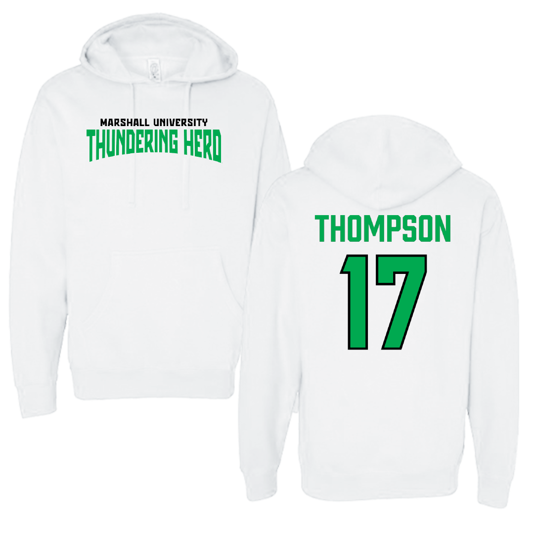 Marshall University Volleyball White Classic Hoodie - #17 Bella Thompson