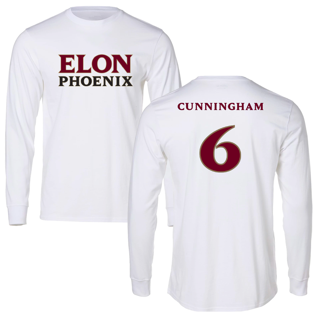 Elon University Football White Long Sleeve - #6 Asher Cunningham