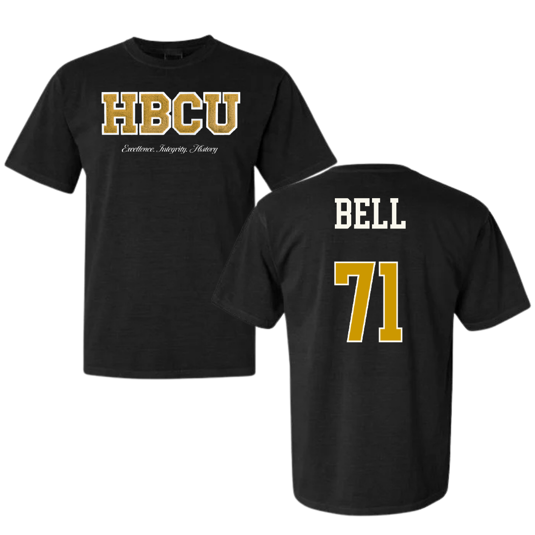 Alabama State University Football Black HBCU Varsity Comfort Colors Tee - #71 Kriston Bell