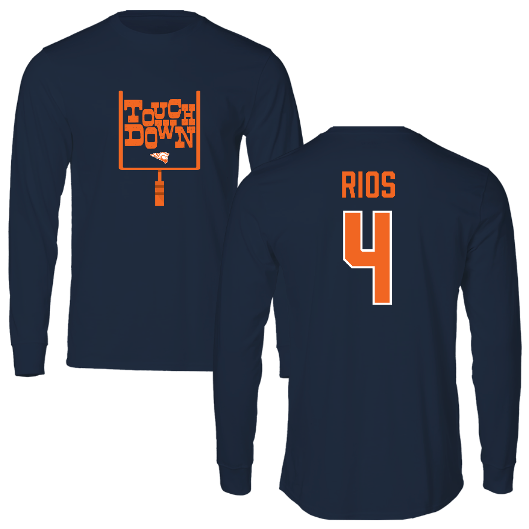 Carroll University Football Navy Touchdown Performance Long Sleeve - #4 Santiago Rios