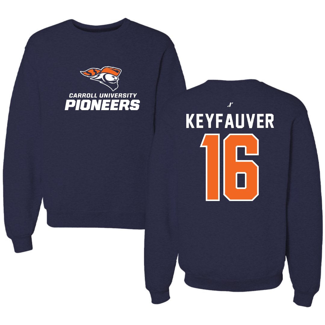 Carroll University Lacrosse Navy Crewneck - #16 Kevin Keyfauver