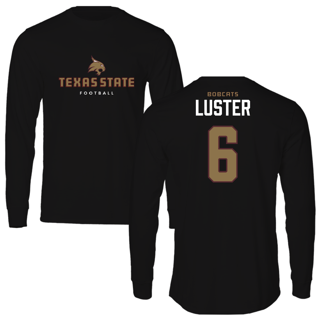 Texas State University Football Black Long Sleeve - #6 Keldric Luster