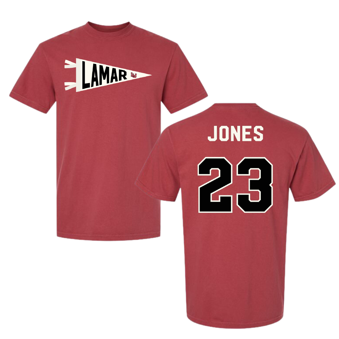 Lamar University Basketball Canvas Red Pennant Comfort Colors Tee - #23 Elise Jones