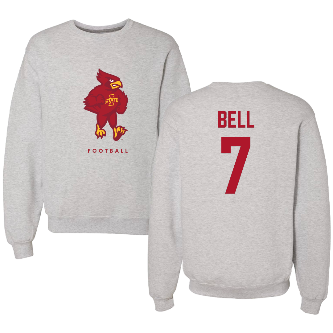 Iowa State University Football Gray Crewneck - #7 Tre Bell