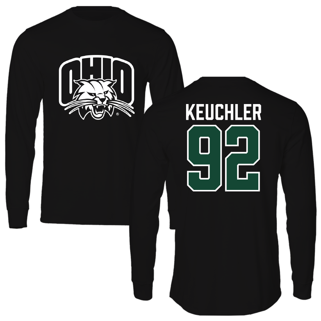 Ohio University Football Black Performance Long Sleeve - #92 Robert Keuchler