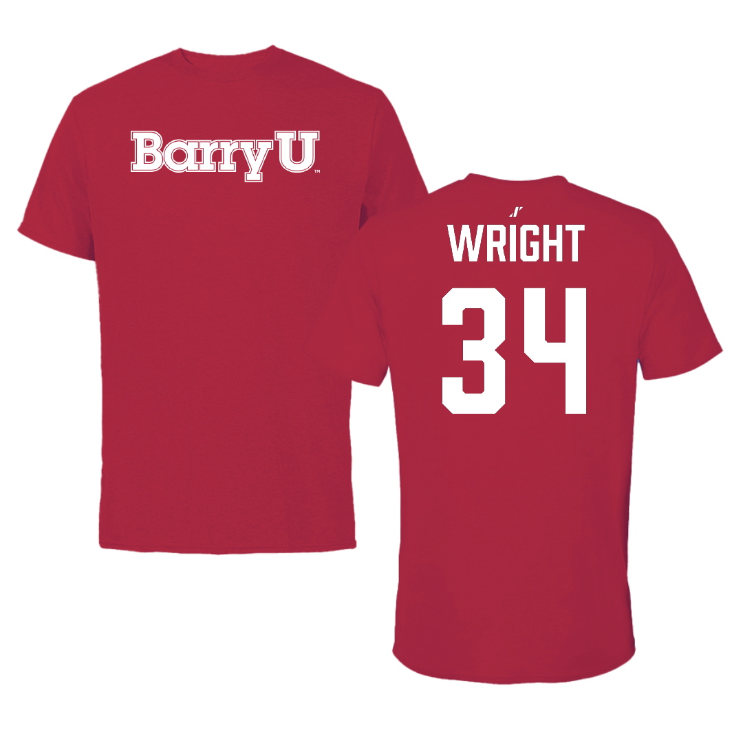 Barry University Baseball Crimson Tee - #34 Dane Wright