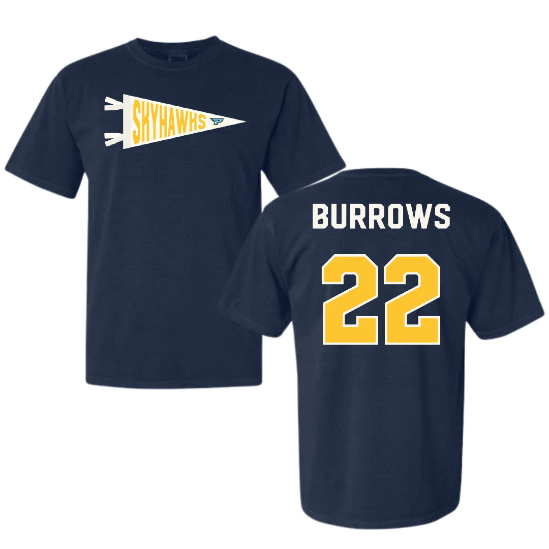 Point University Softball Navy Pennant Comfort Colors Tee - #22 Alyssa Burrows