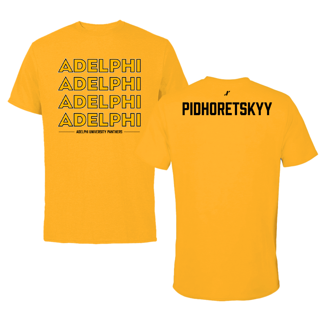 Adelphi University Swimming & Diving Gold General Performance Tee - Valerii Pidhoretskyy