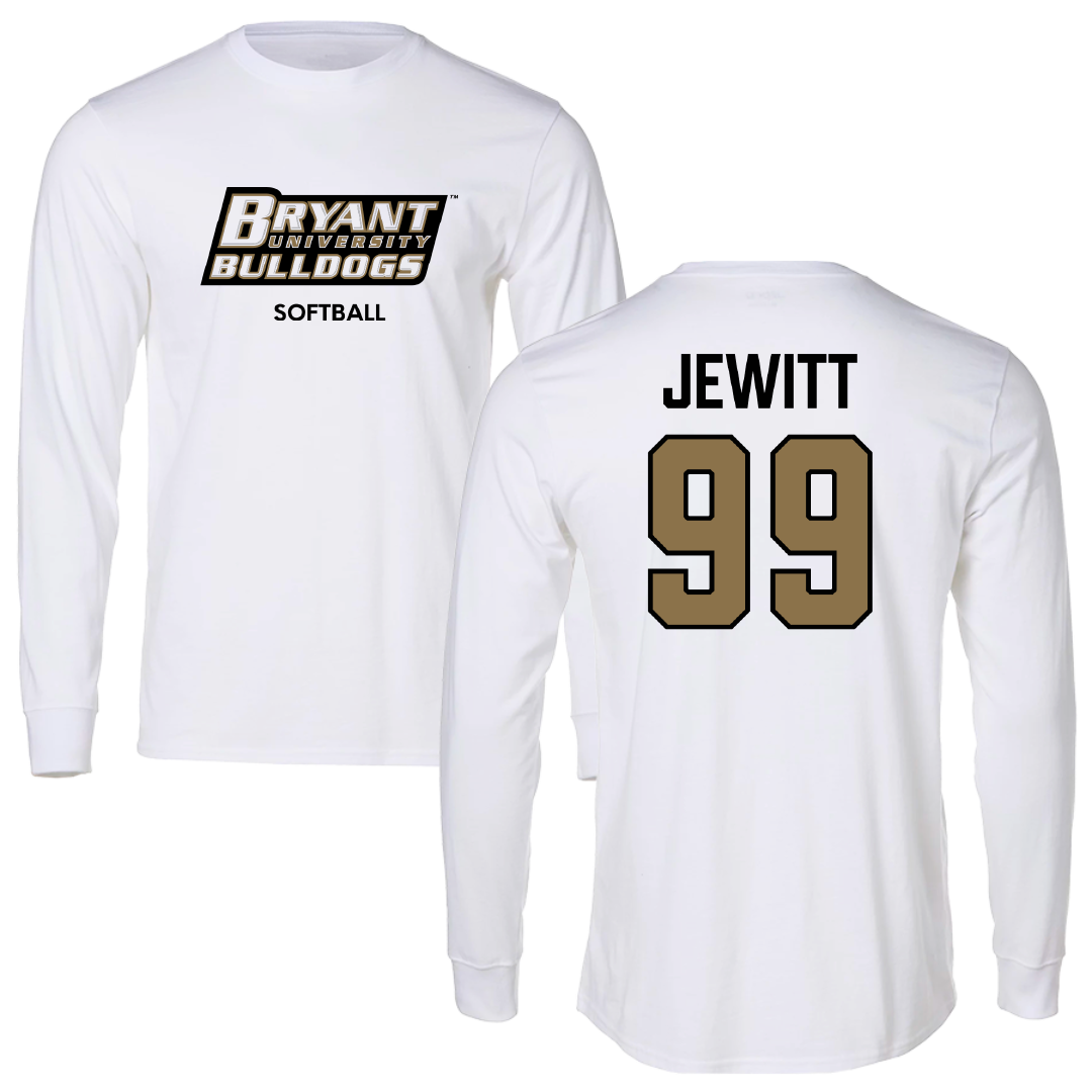 Bryant University Softball White Performance Long Sleeve - #99 Chloe Jewitt
