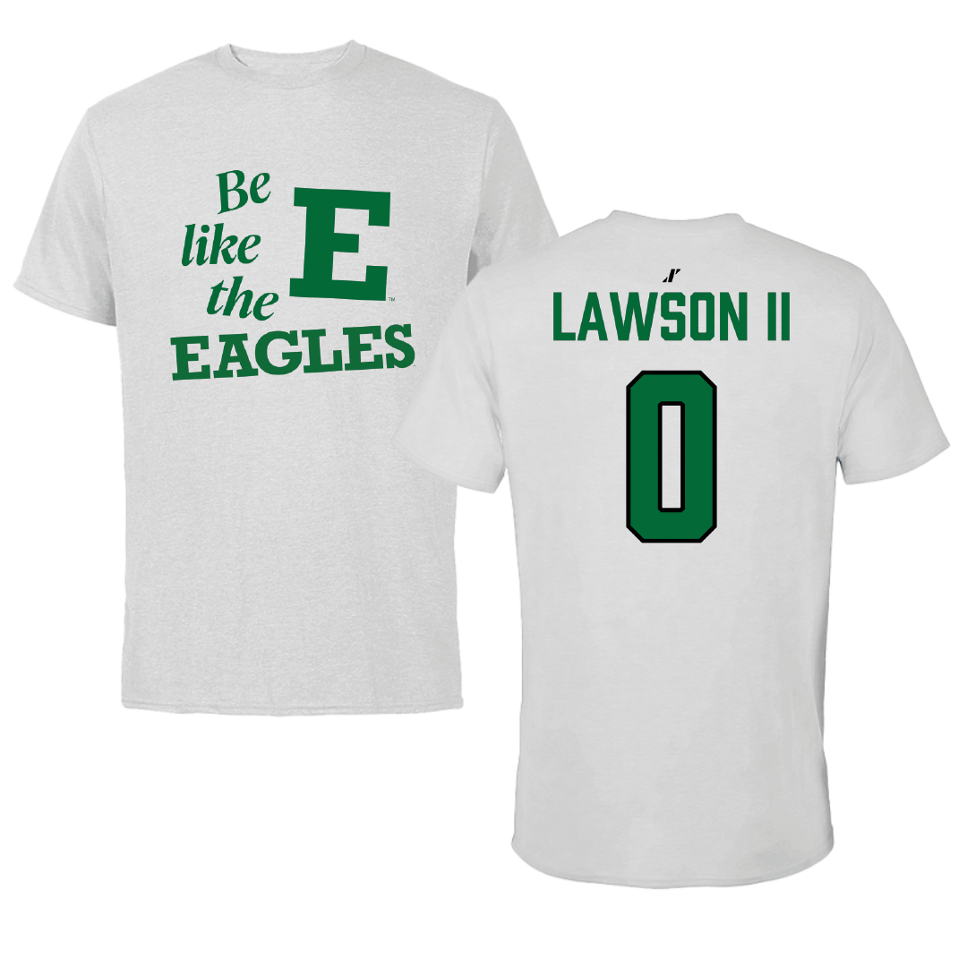 Eastern Michigan University Basketball (M) Light Gray Be Like Us Tee - #0 Gregory Lawson II