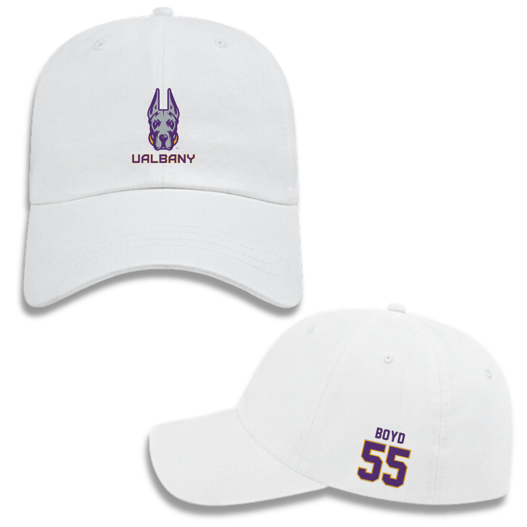University at Albany Football White Hat - #55 Isaiah Boyd