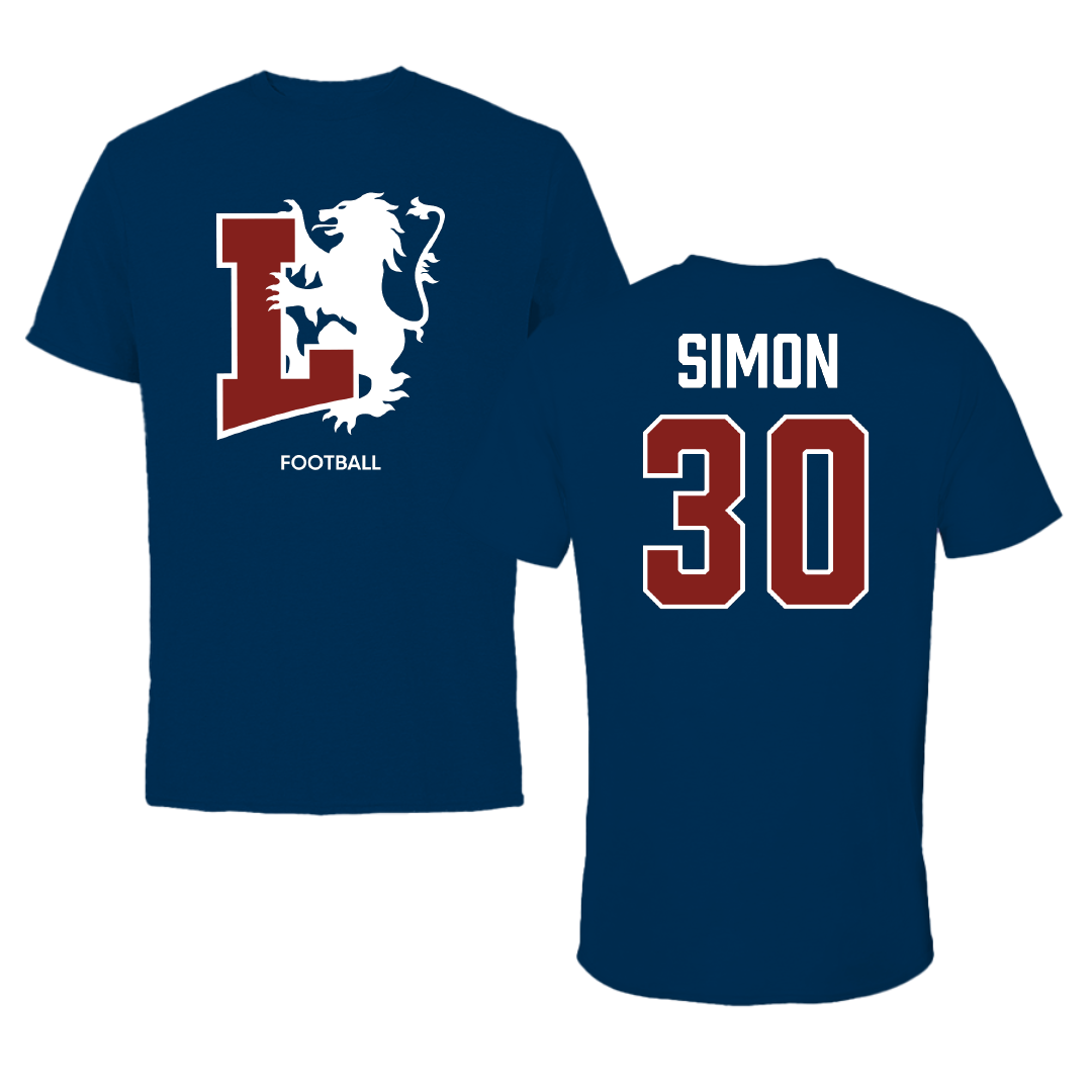 Lyon College Football Navy Performance Tee - #30 Kartez Simon