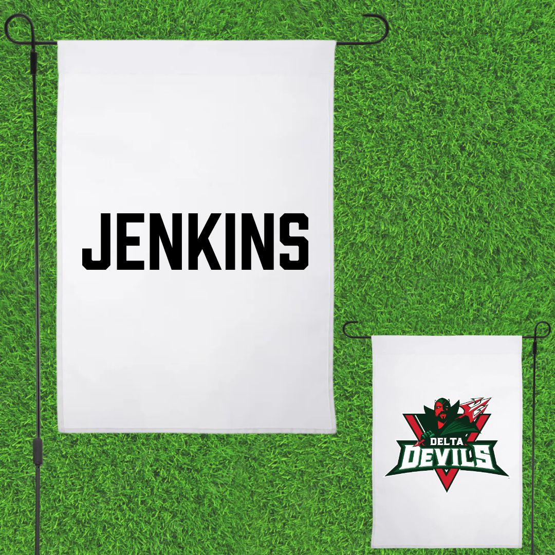 Mississippi Valley State University TF and XC White Garden Flag - Daron Jenkins