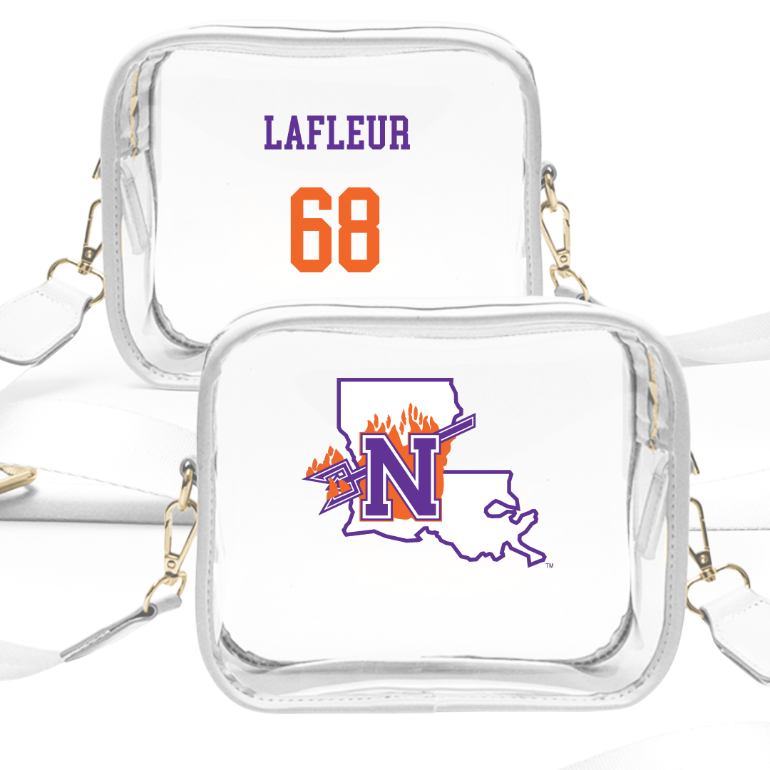 Northwestern State University Football White Clear Stadium Bag - #68 Cole LaFleur