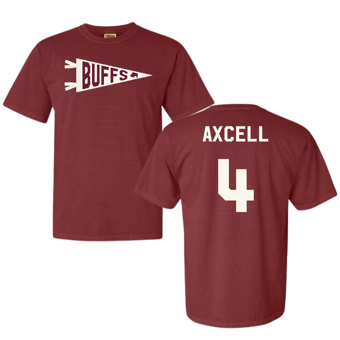 West Texas A&M University Soccer (M) Maroon Pennant Comfort Colors Tee - #4 Finley Axcell