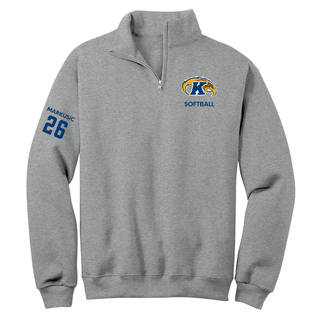 Kent State University Softball Sport Gray Quarter-Zip - #26 Kasey Markusic