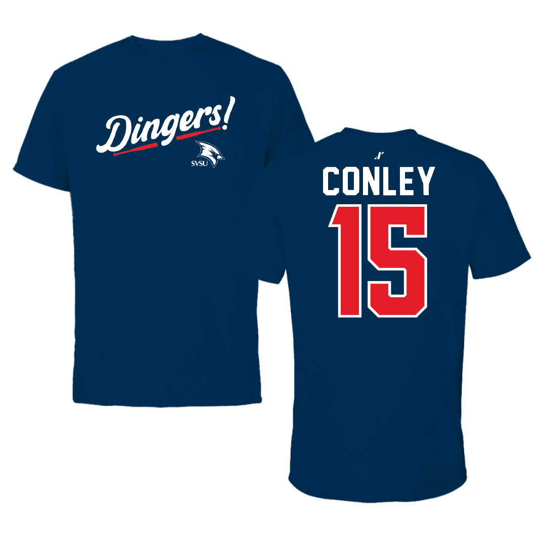 Saginaw Valley State University Softball Navy Dingers Tee - #15 Delaney Conley