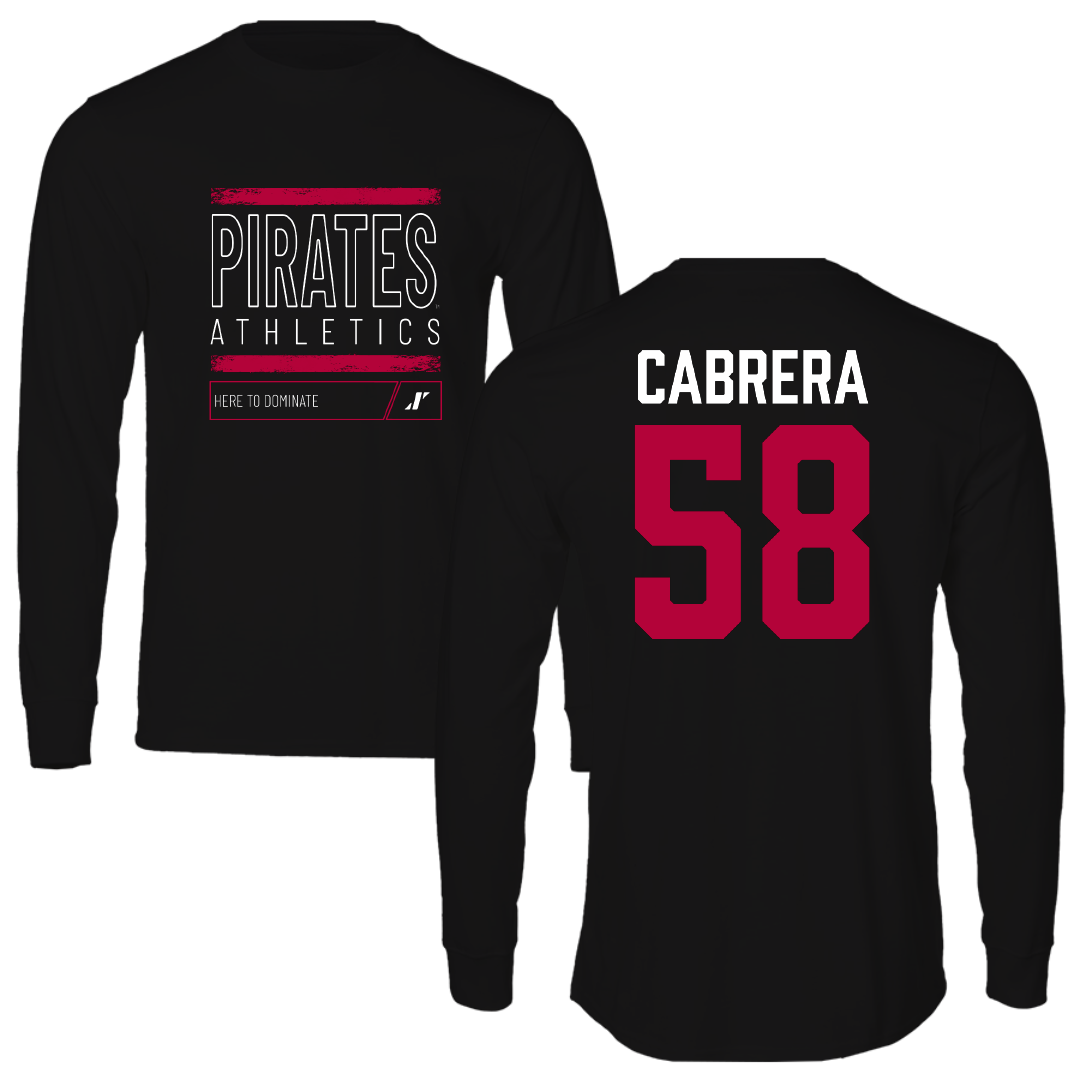 Whitworth University Football Black Dominate Long Sleeve - #58 Caleb Cabrera