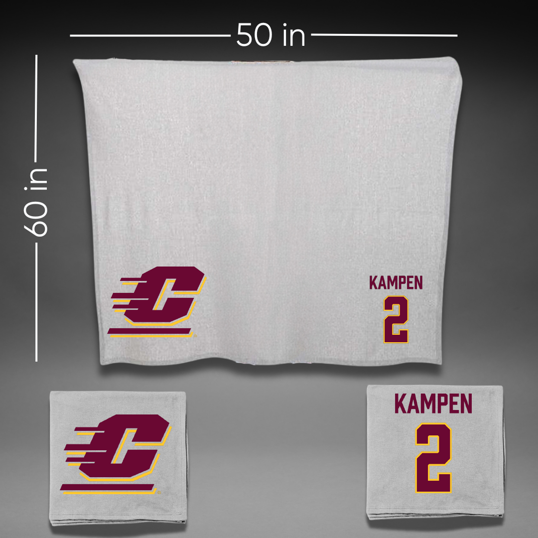Central Michigan University Basketball Gray Blanket - #2 Jalen Kampen