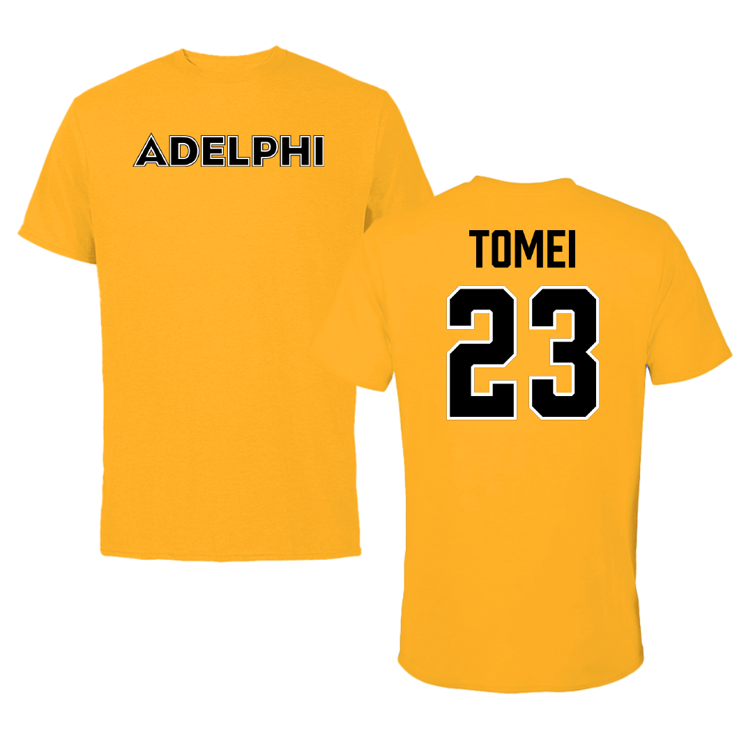 Adelphi University Lacrosse (M) Gold Performance Tee - #23 Christian Tomei