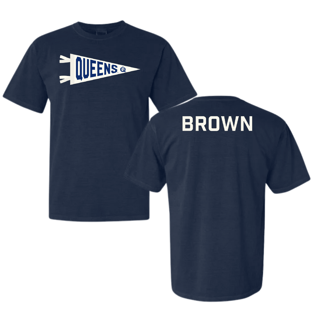 Queens University of Charlotte TF and XC Navy Pennant Comfort Colors Tee - Jada Brown