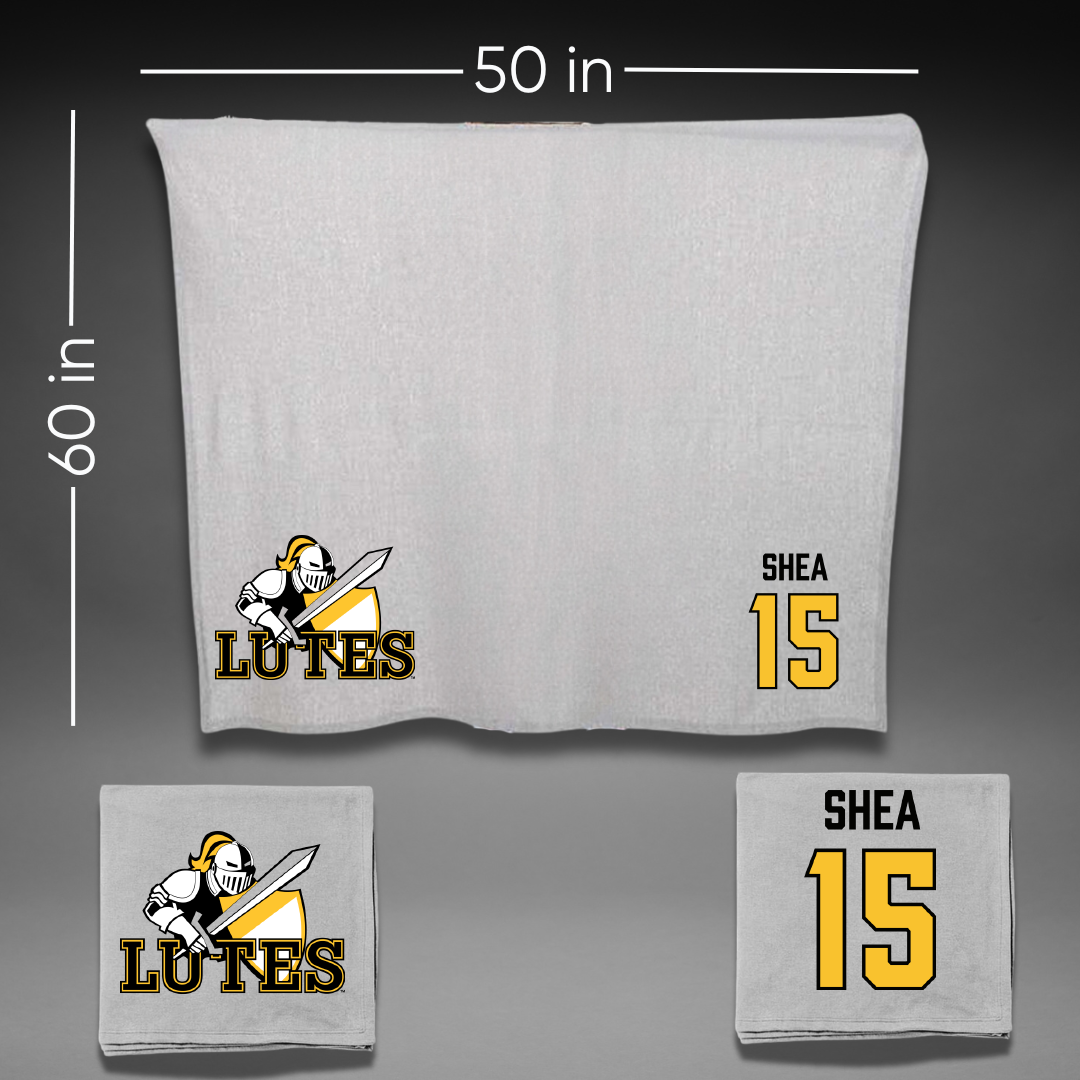 Pacific Lutheran University Football Gray Blanket - #15 Tyson Shea