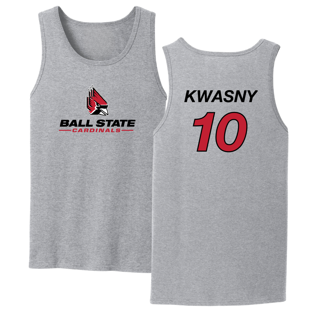 Ball State University Baseball Sport Gray Tank Top - #10 Zach Kwasny