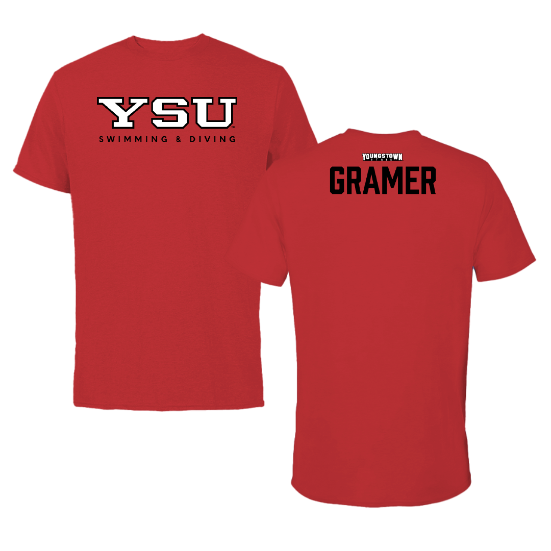 Youngstown State University Swimming & Diving Red Performance Tee - Jacob Gramer
