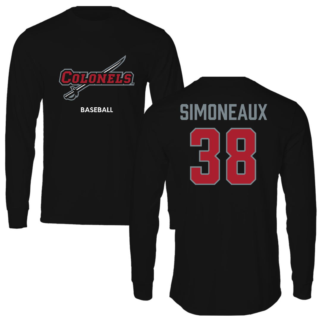 Nicholls State University Baseball Black Colonels Long Sleeve - #38 Cole Simoneaux
