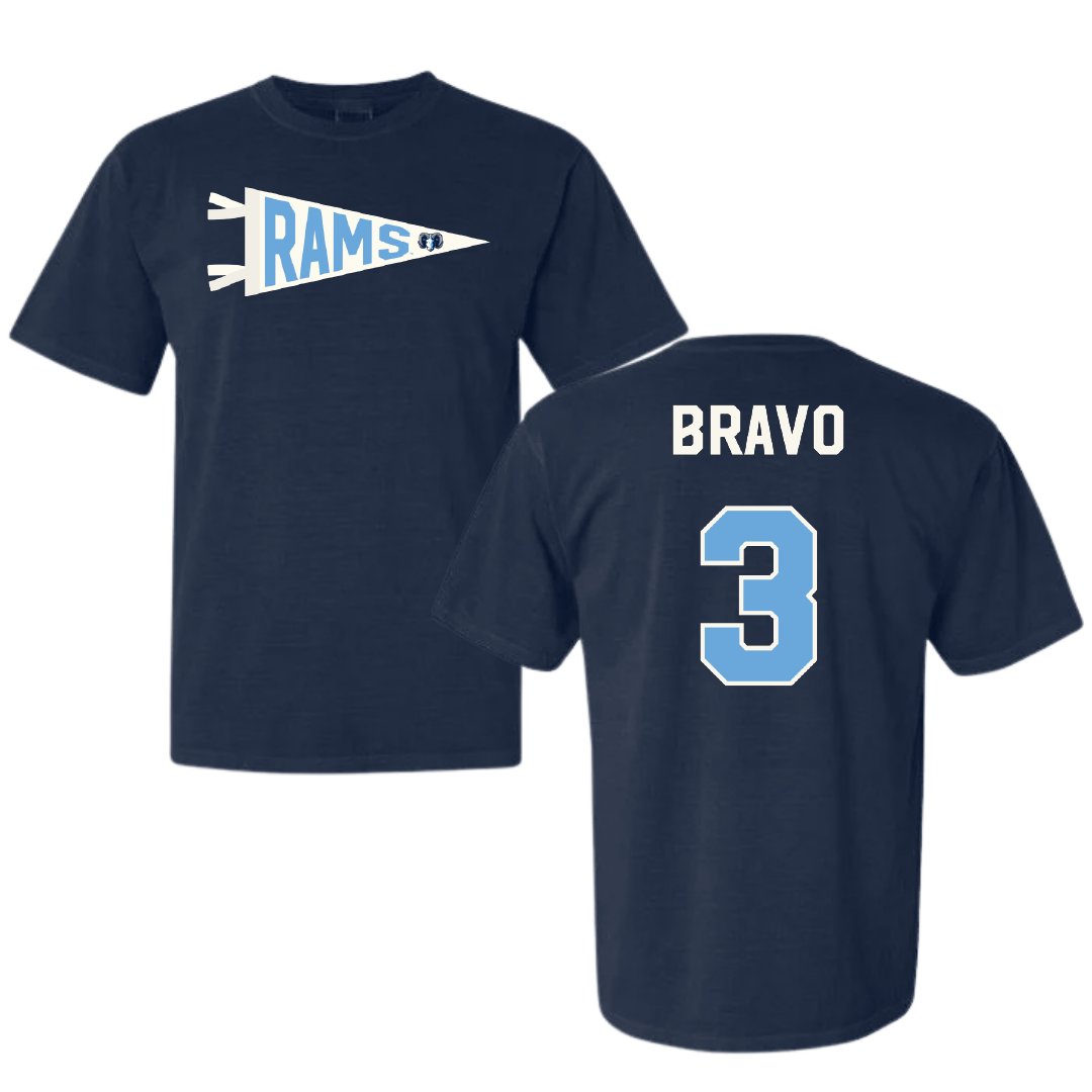 University of Rhode Island Lacrosse Navy Pennant Comfort Colors Tee - #3 Emma Bravo