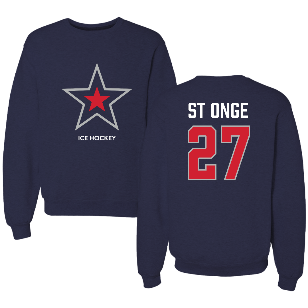 Robert Morris University Ice Hockey (M) Navy Mascot Crewneck - #27 Rylee St Onge