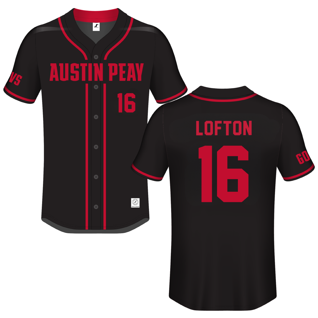 Austin Peay State University Black Button-Down Jersey - #16 Avery Lofton