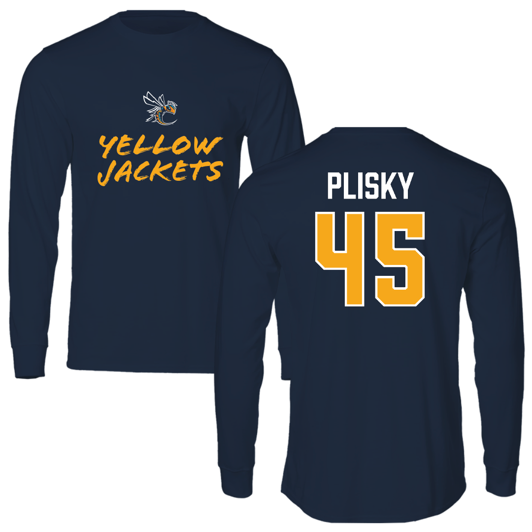 Cedarville University Baseball Navy General Performance Long Sleeve - #45 Austin Plisky