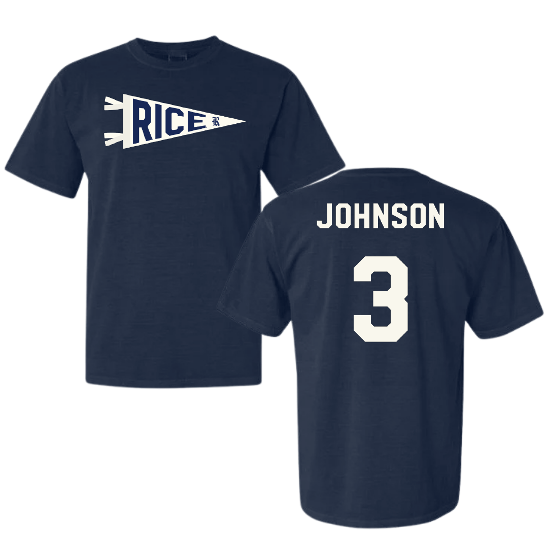 Rice University Baseball Navy Pennant Comfort Colors Tee - #3 Max Johnson