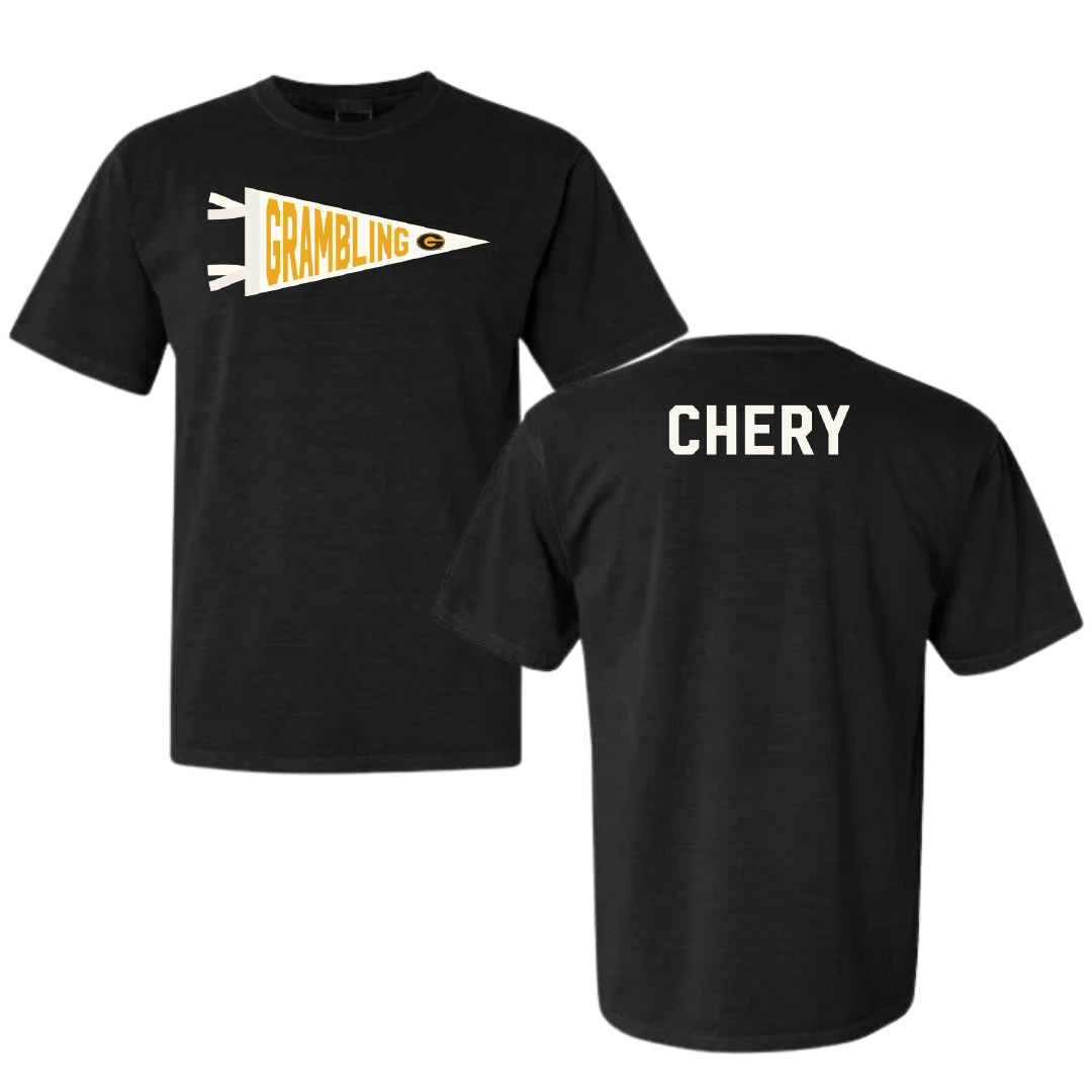 Grambling State University TF and XC Black Pennant Comfort Colors Tee - Quincy Chery