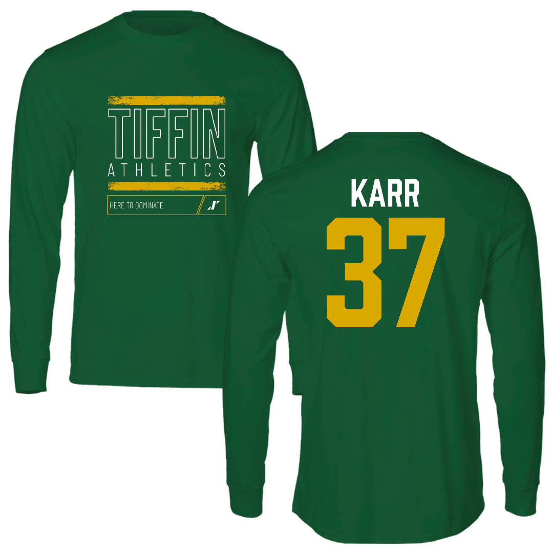 Tiffin University Lacrosse Green Dominate Long Sleeve - #37 Eric Karr